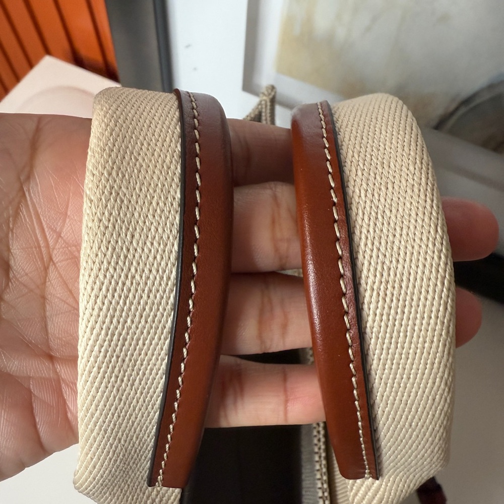 Chloe Cream and Brown Canvas Small Tote - Picture 3 of 16